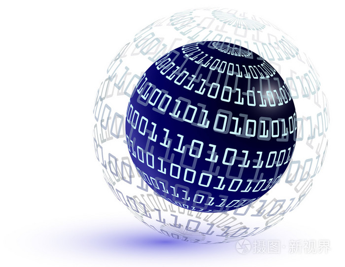 二进制代码地球仪抽象画