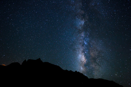 夜晚的天空，明亮恒星和银河系