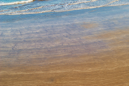 在日落大加那利岛的沙滩