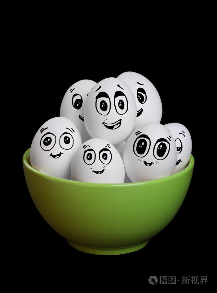 一组有趣和快乐蛋笑脸集合中碗用 bl照片-正版商用图片0voo0n-摄图新