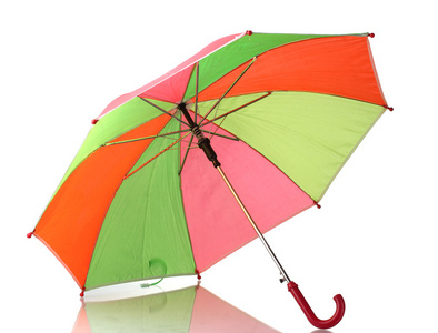 多彩色的伞上白色隔离