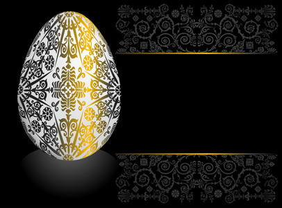 在黑色的装饰的复活节彩蛋。