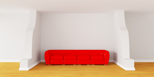画廊的大厅与红色的沙发