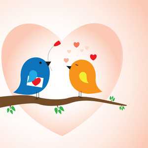 两只爱情鸟爱-情人节照片