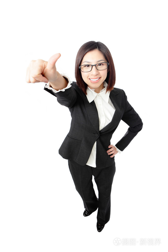 成功全长商务女人给你一个极好的迹象照片-正版商用图片0vpbq9-摄图新
