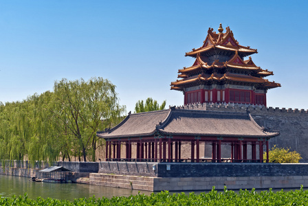 西北角塔紫禁城墙。北京中国