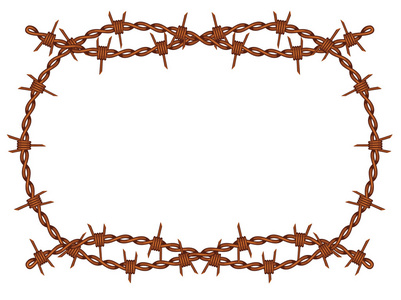 带刺铁丝网框架矢量照片