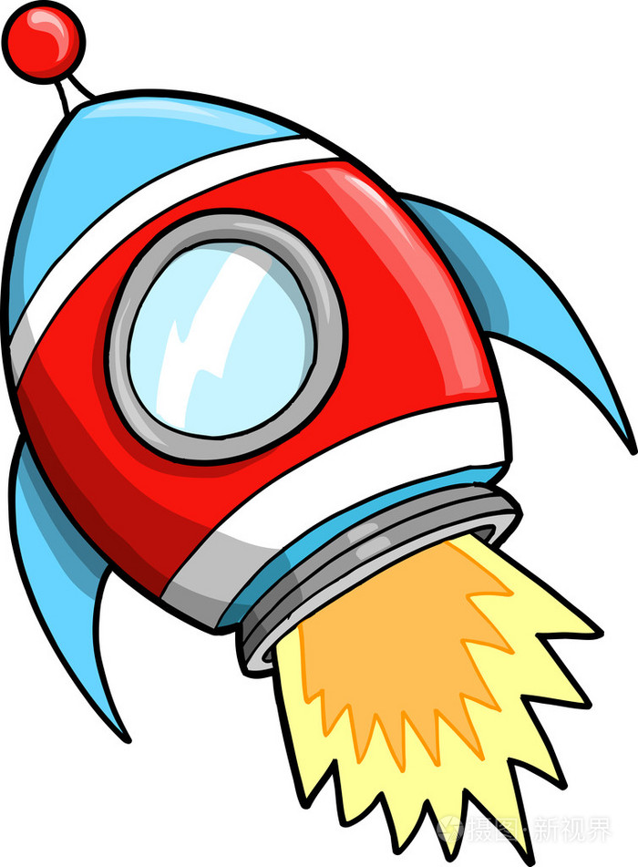 可爱的外层空间火箭矢量图