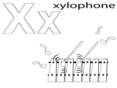 着色字母表的孩子，x