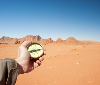 指南针在沙漠中