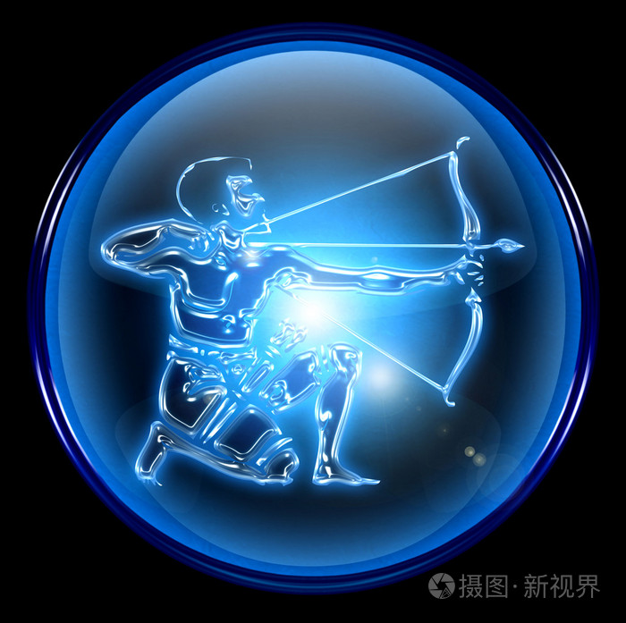 射手座十二宫杀手按钮图标,黑色背景上孤立