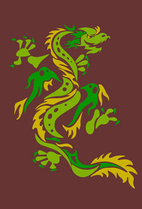 绿色鼠年国潮绿龙照片