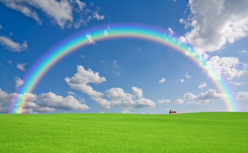 房子和彩虹图片