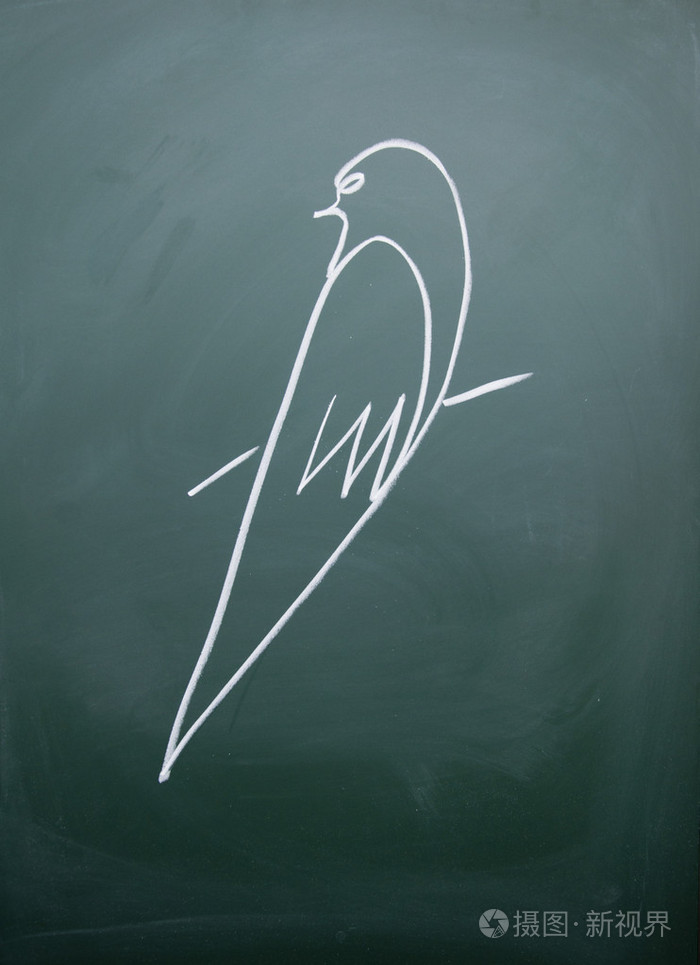 黑板上用粉笔绘制的鸟