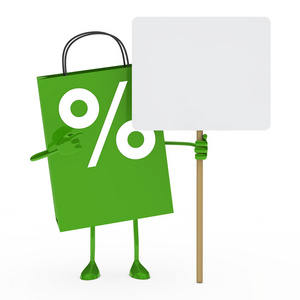 绿色百分比销售袋