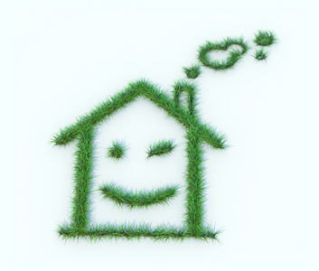 房子符号从草 3d 模型