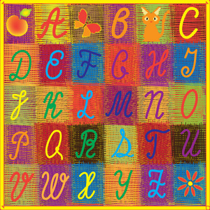 儿童多彩被子背景上的英文字母图片