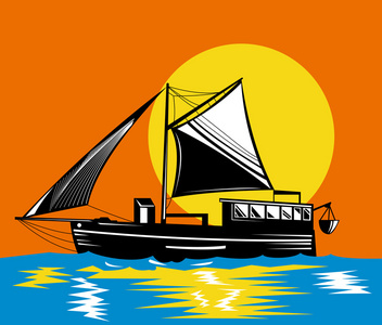 捕鱼船在海上图片