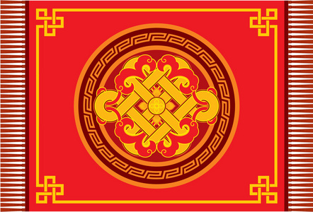 中国东方矢量花纹地毯 装饰 框架 玫瑰