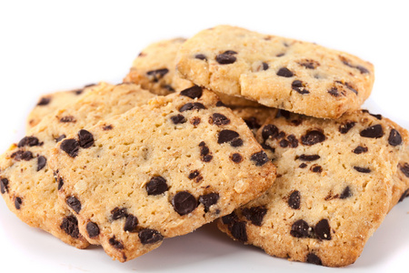 堆积的类型谷物巧克力威化饼干照片