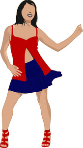 一名女子在白色背景上跳舞矢量插画
