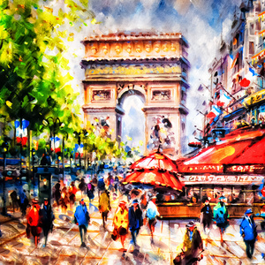 五彩缤纷的画的在巴黎凯旋门 d