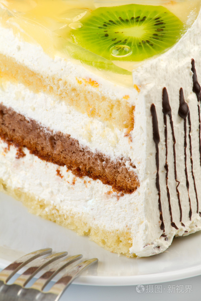 一块奶油蛋糕的特写