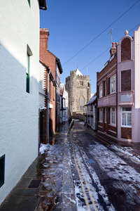 巷街道冬季村黑斯廷斯英格兰图片