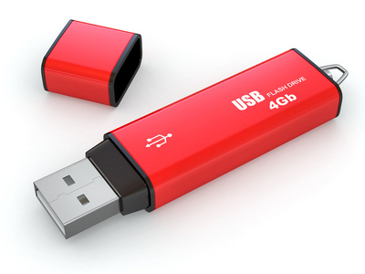 usb 闪存内存在白色背景上