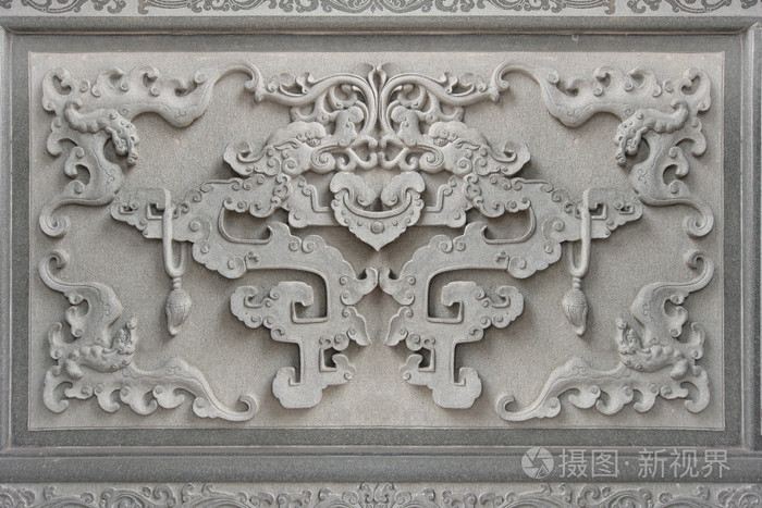 中国蝙蝠符号墙石雕刻