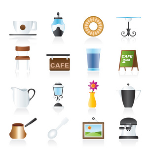 Caf and coffeehouse icons