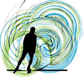 速滑运动员剪影矢量图照片