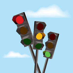 矢量用红色 黄色和绿色交通灯