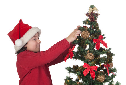 漂亮的孩子用圣诞树