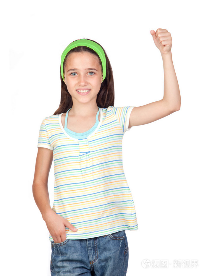 提出的手臂的可爱小女孩