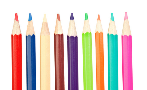 彩色的铅笔尖垂直
