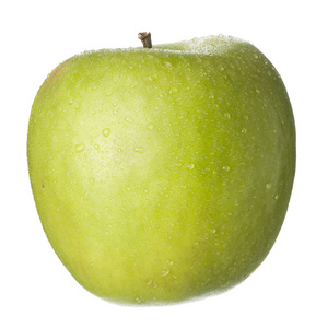 在白色的孤立的水果 绿色苹果与滴眼液
