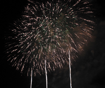 日本传统烟花在夜空中