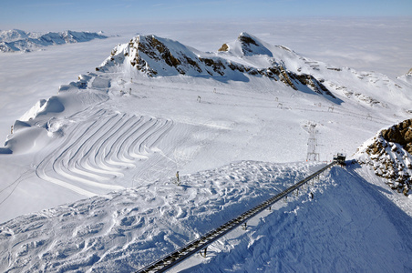 kitzsteinhorn 滑雪胜地卡普伦，奥地利阿尔卑斯山附近的斜坡