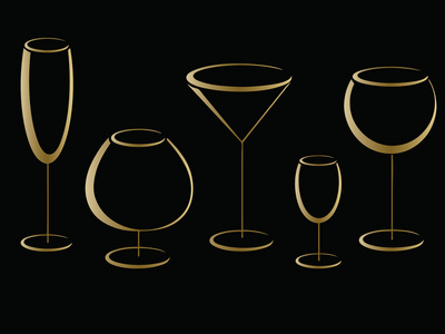 金色 wineglases