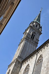 哥特式教堂，在萨尔茨堡，奥地利建筑细节