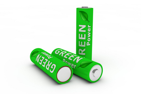 白底的三个绿色生态电池。