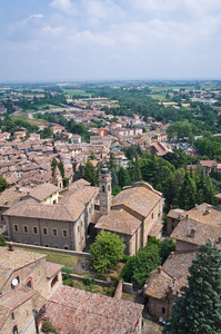 castellarquato 的全景视图。艾米利亚罗马涅区。意大利
