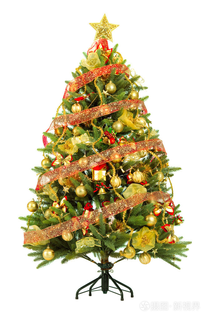 冷杉圣诞树七彩灯光关闭