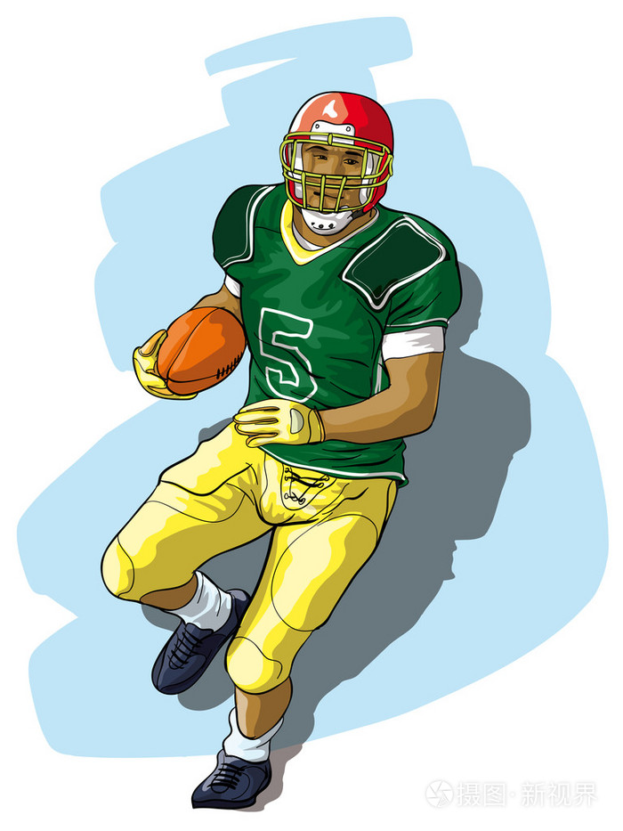 在学院橄榄球与球球员