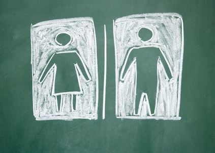 黑板上用粉笔绘制的妇女和男子标志