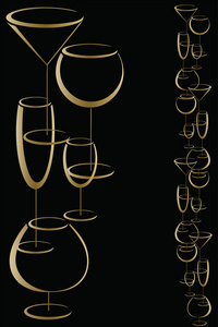 金色与黑色封面的葡萄酒卡菜单图片