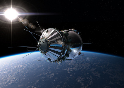 第一次太空飞船在轨道照片