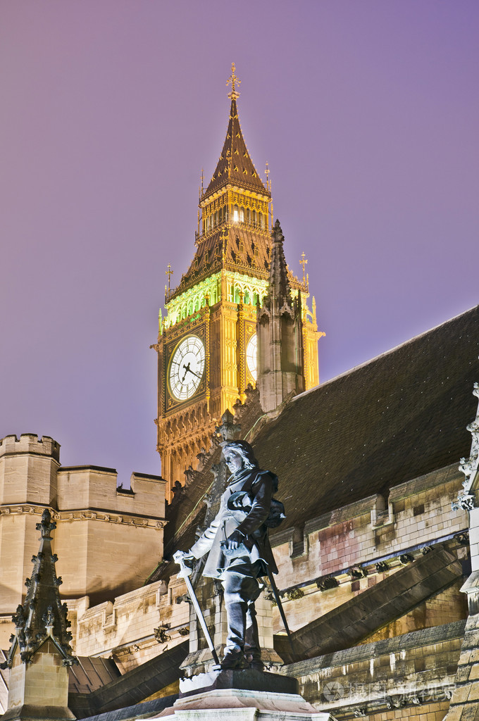 奥利弗克伦威尔雕像在伦敦英国