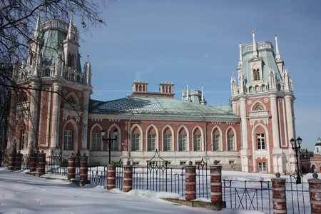 莫斯科。博物馆tsaritsyno。片段的宏伟的宫殿